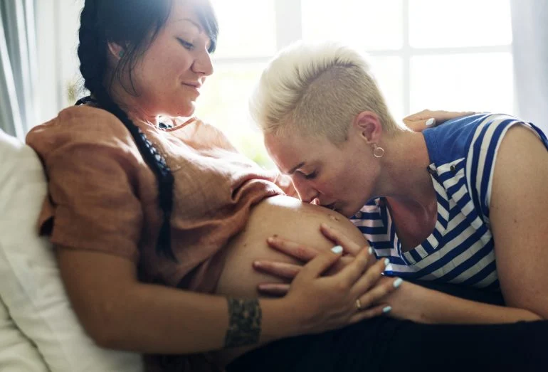 pregnant lesbian woman